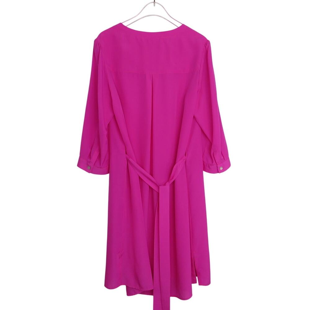 Anthropologie Hutch Magenta Pink V-Neck Dress with Belt Medium - Picture 3 of 4